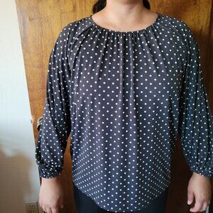 Black and white polka dot blouse